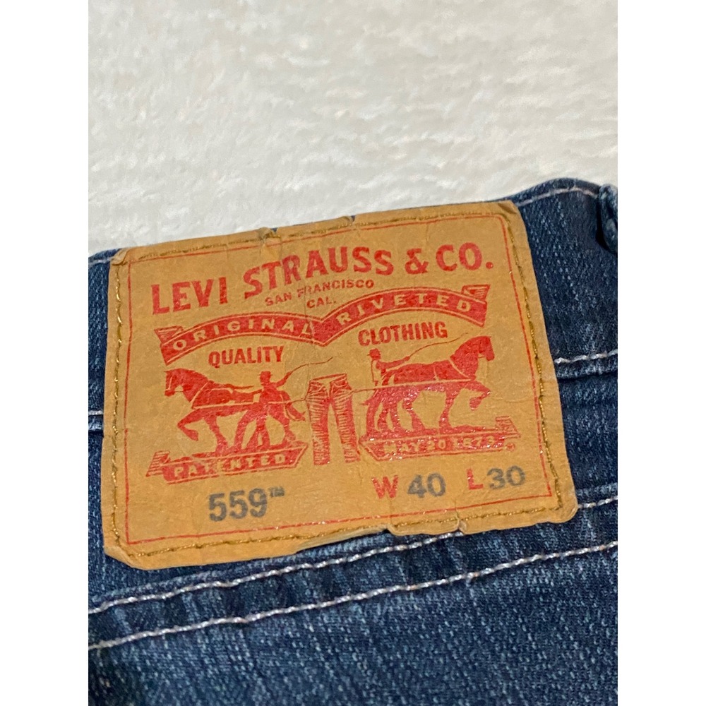Levis 559 Relaxed Straight Jeans Mens 40x30 Blue Denim 00559-0457 - Picture 11 of 12
